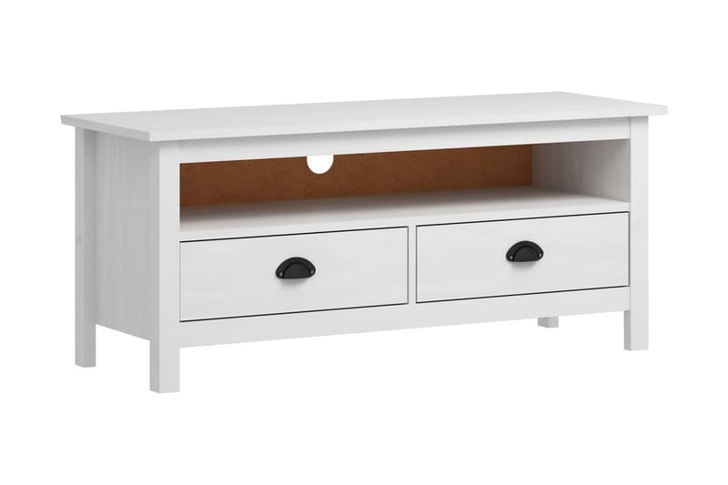 TV-bänk Hill Range vit 110x40x47 cm massiv furu - Vit - Möbler - Tv möbel & mediamöbel - TV bänk & mediabänk