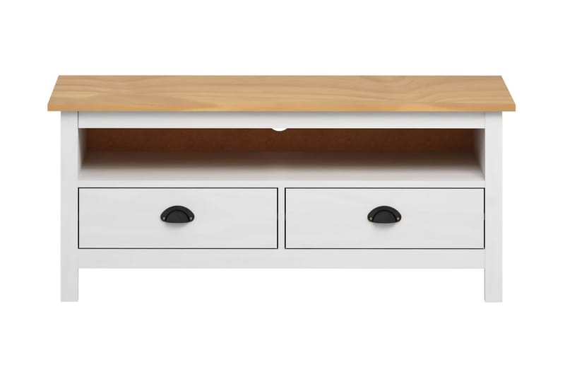 TV-bänk Hill Range vit 110x40x47 cm massiv furu - Vit - Möbler - Tv möbel & mediamöbel - TV bänk & mediabänk