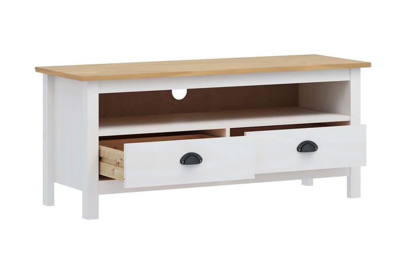 TV-bänk Hill Range vit 110x40x47 cm massiv furu - Vit - Möbler - Tv möbel & mediamöbel - TV bänk & mediabänk