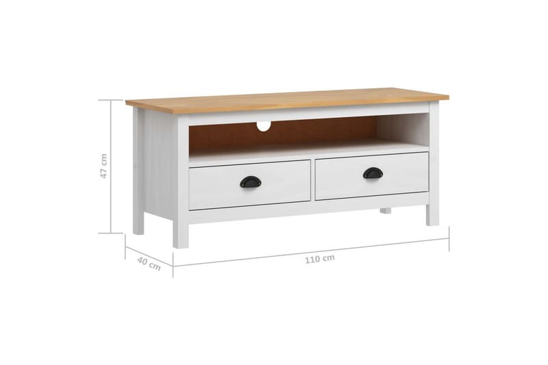 TV-bänk Hill Range vit 110x40x47 cm massiv furu - Vit - Möbler - Tv möbel & mediamöbel - TV bänk & mediabänk