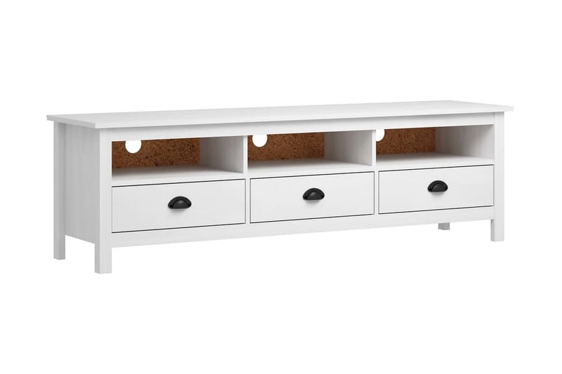 TV-bänk Hill Range vit 158x40x47 cm massiv furu - Vit - Möbler - Tv möbel & mediamöbel - TV bänk & mediabänk