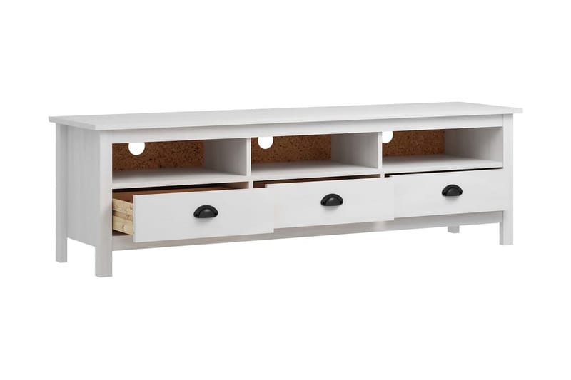 TV-bänk Hill Range vit 158x40x47 cm massiv furu - Vit - Möbler - Tv möbel & mediamöbel - TV bänk & mediabänk