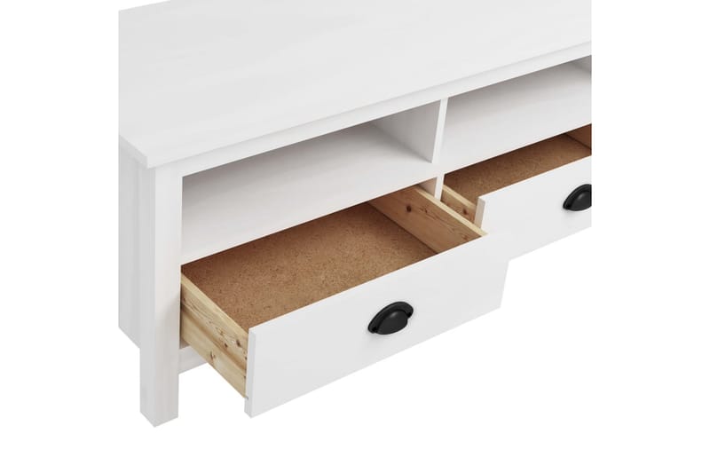 TV-bänk Hill Range vit 158x40x47 cm massiv furu - Vit - Möbler - Tv möbel & mediamöbel - TV bänk & mediabänk