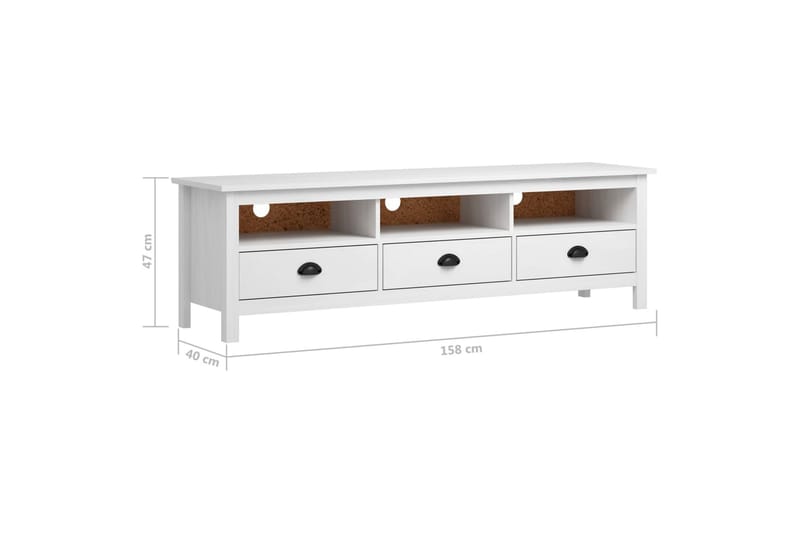 TV-bänk Hill Range vit 158x40x47 cm massiv furu - Vit - Möbler - Tv möbel & mediamöbel - TV bänk & mediabänk