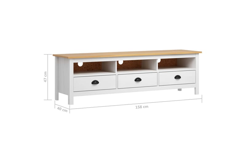 TV-bänk Hill Range vit 158x40x47 cm massiv furu - Vit - Möbler - Tv möbel & mediamöbel - TV bänk & mediabänk