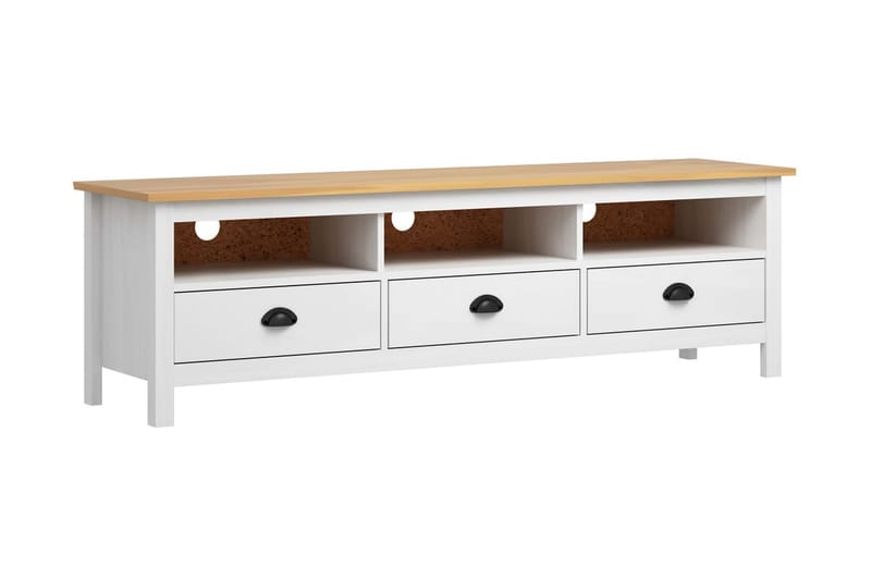 TV-bänk Hill Range vit 158x40x47 cm massiv furu - Vit - Möbler - Tv möbel & mediamöbel - TV bänk & mediabänk