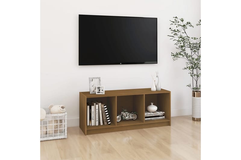 TV-bänk honungsbrun 104x33x41 cm massiv furu - Brun - Möbler - Tv möbel & mediamöbel - TV bänk & mediabänk