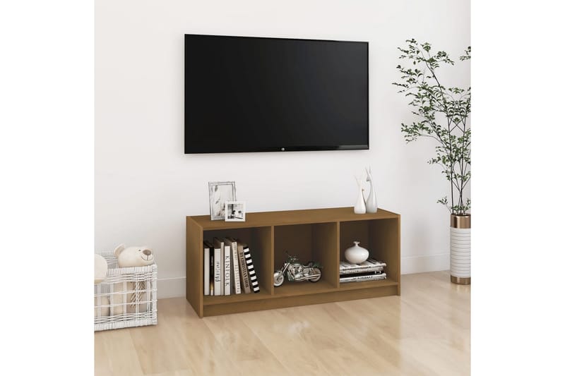 TV-bänk honungsbrun 104x33x41 cm massiv furu - Brun - TV bänk & mediabänk