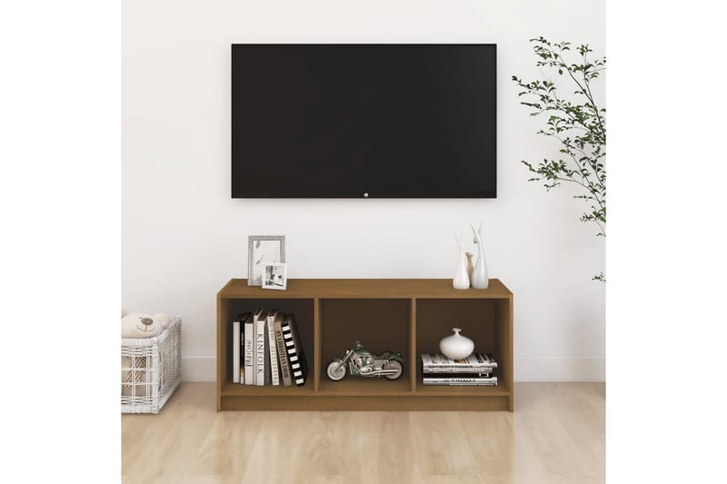 TV-bänk honungsbrun 104x33x41 cm massiv furu - Brun - Möbler - Tv möbel & mediamöbel - TV bänk & mediabänk