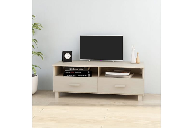 TV-bänk honungsbrun 106x40x40 cm massiv furu - Brun - Möbler - Tv möbel & mediamöbel - TV bänk & mediabänk