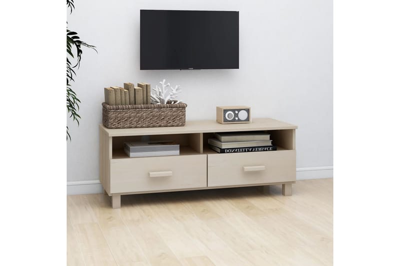 TV-bänk honungsbrun 106x40x40 cm massiv furu - Brun - Möbler - Tv möbel & mediamöbel - TV bänk & mediabänk