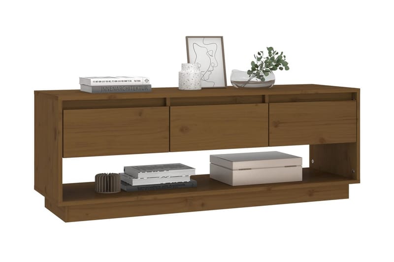Tv-bänk honungsbrun 110,5x34x40 cm massiv furu - Brun - Möbler - Tv möbel & mediamöbel - TV bänk & mediabänk