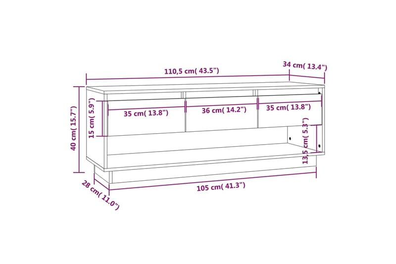 Tv-bänk honungsbrun 110,5x34x40 cm massiv furu - Brun - Möbler - Tv möbel & mediamöbel - TV bänk & mediabänk