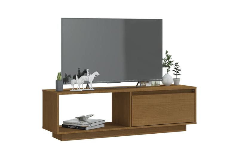 TV-bänk honungsbrun 110x30x33,5 cm massiv furu - Brun - TV bänk & mediabänk