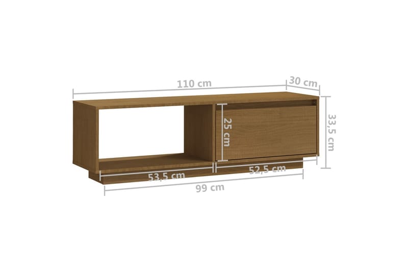TV-bänk honungsbrun 110x30x33,5 cm massiv furu - Brun - Möbler - Tv möbel & mediamöbel - TV bänk & mediabänk