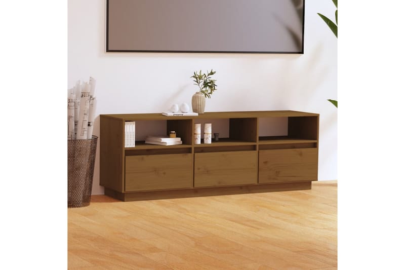 Tv-bänk honungsbrun 140x37x50 cm massiv furu - Brun - TV bänk & mediabänk