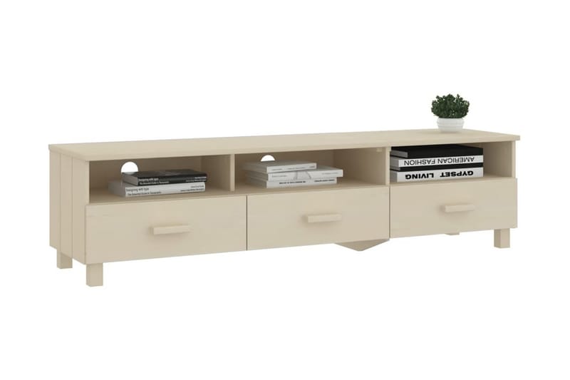 TV-bänk honungsbrun 158x40x40 cm massiv furu - Brun - Möbler - Tv möbel & mediamöbel - TV bänk & mediabänk