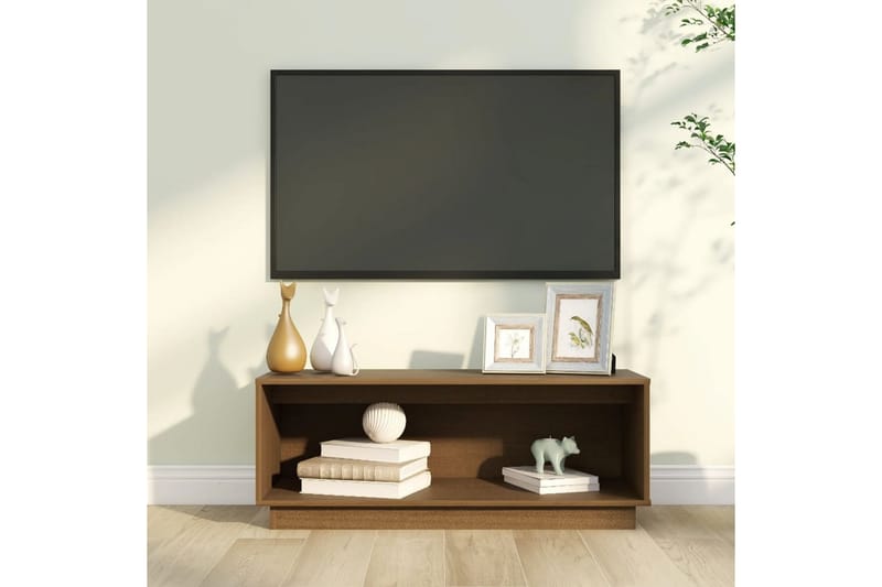 Tv-bänk honungsbrun 90x35x35 cm massiv furu - Brun - TV bänk & mediabänk