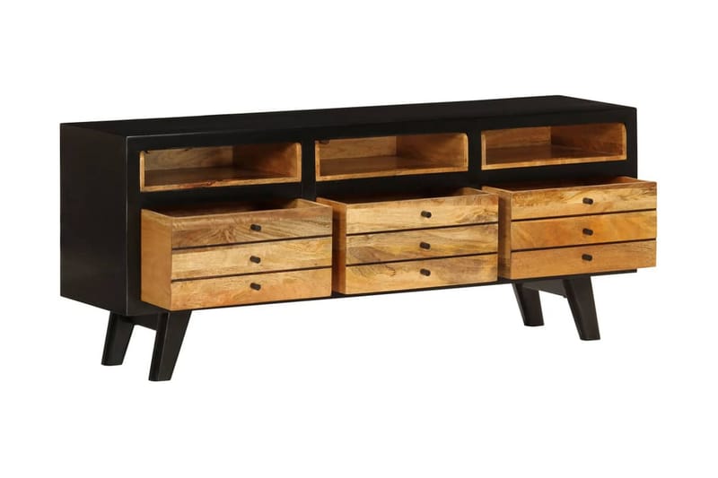 TV-bänk i massivt mangoträ 120x30x50 cm - Svart - Möbler - Tv möbel & mediamöbel - TV bänk & mediabänk