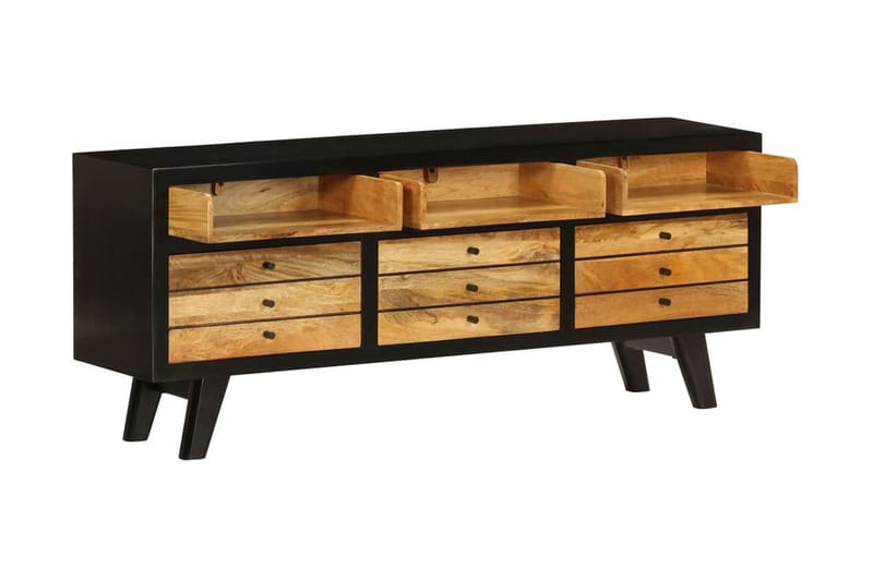 TV-bänk i massivt mangoträ 120x30x50 cm - Svart - Möbler - Tv möbel & mediamöbel - TV bänk & mediabänk