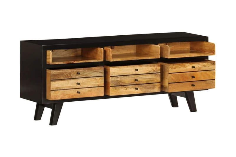 TV-bänk i massivt mangoträ 120x30x50 cm - Svart - Möbler - Tv möbel & mediamöbel - TV bänk & mediabänk