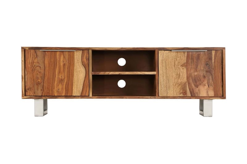 TV-bänk i massivt sheshamträ med honingsfinish 118x30x40 cm - Brun - Möbler - Tv möbel & mediamöbel - TV bänk & mediabänk