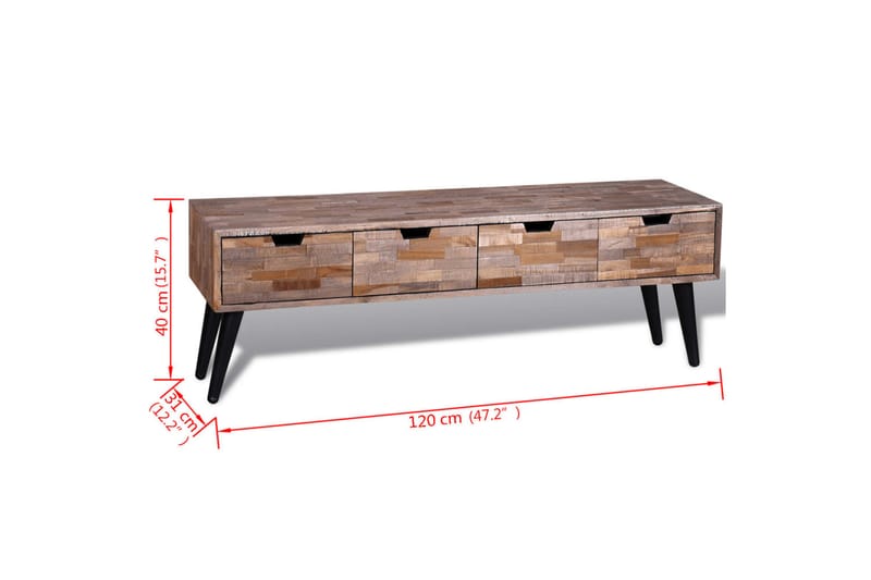 TV-bänk konsolbord i återvunnen teak med 4 lådor - Brun - Möbler - Tv möbel & mediamöbel - TV bänk & mediabänk