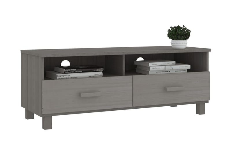 TV-bänk ljusgrå 106x40x40 cm massiv furu - Grå - Möbler - Tv möbel & mediamöbel - TV bänk & mediabänk