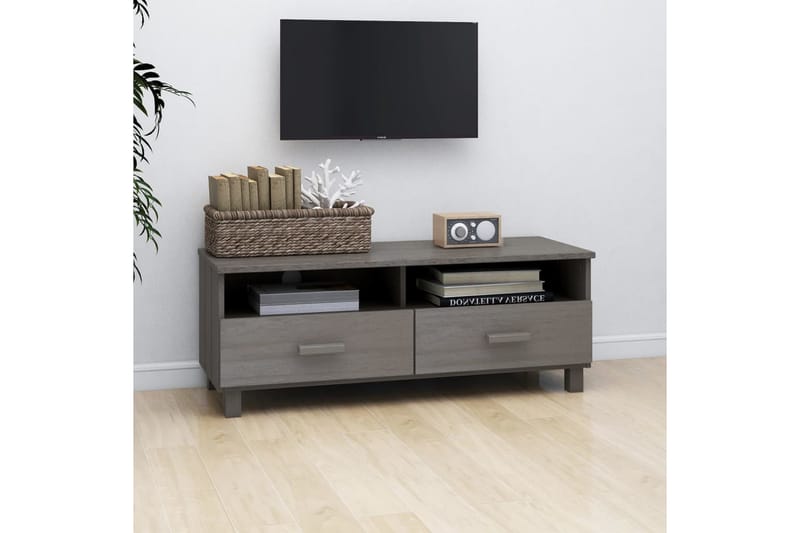 TV-bänk ljusgrå 106x40x40 cm massiv furu - Grå - Möbler - Tv möbel & mediamöbel - TV bänk & mediabänk