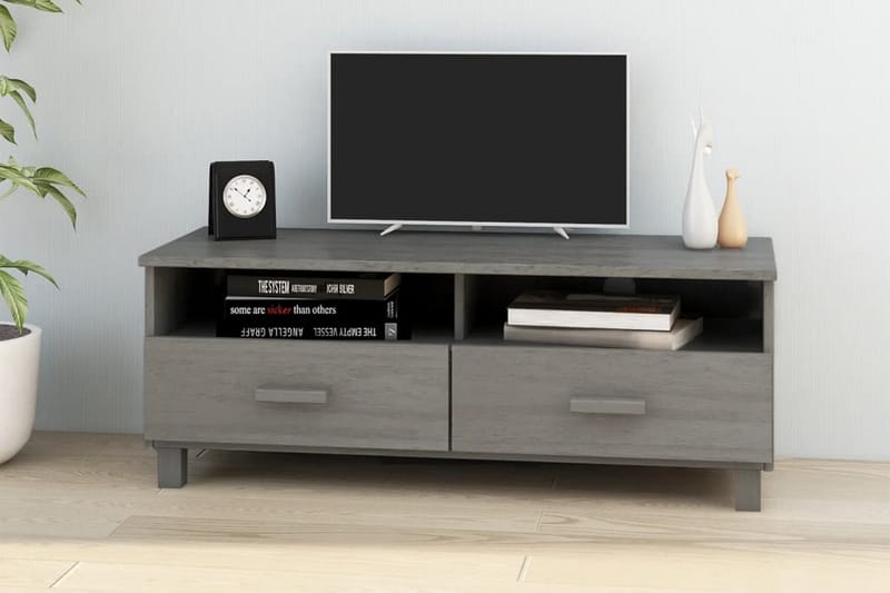 TV-bänk ljusgrå 106x40x40 cm massiv furu - Grå - Möbler - Tv möbel & mediamöbel - TV bänk & mediabänk