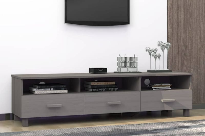 TV-bänk ljusgrå 158x40x40 cm massiv furu - Grå - Möbler - Tv möbel & mediamöbel - TV bänk & mediabänk