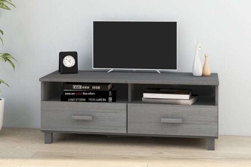 TV-bänk mörkgrå 106x40x40 cm massiv furu - Grå - Möbler - Tv möbel & mediamöbel - TV bänk & mediabänk