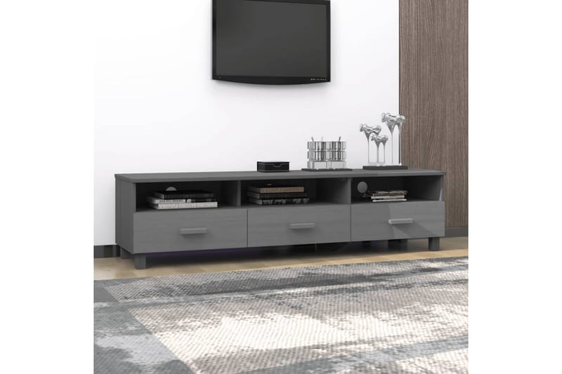 TV-bänk mörkgrå 158x40x40 cm massiv furu - Grå - Möbler - Tv möbel & mediamöbel - TV bänk & mediabänk