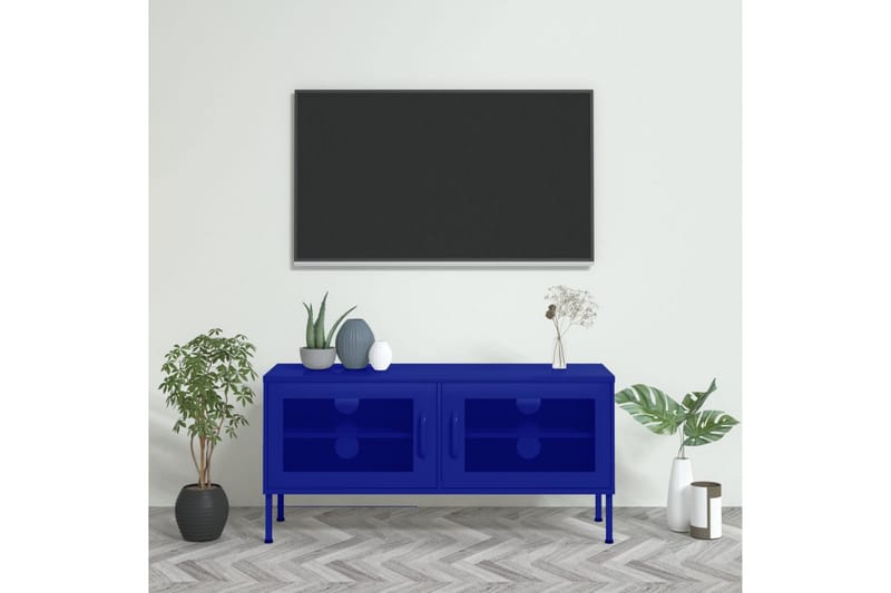 Tv-bänk marinblå 105x35x50 cm stål - Blå - Möbler - Tv möbel & mediamöbel - TV bänk & mediabänk