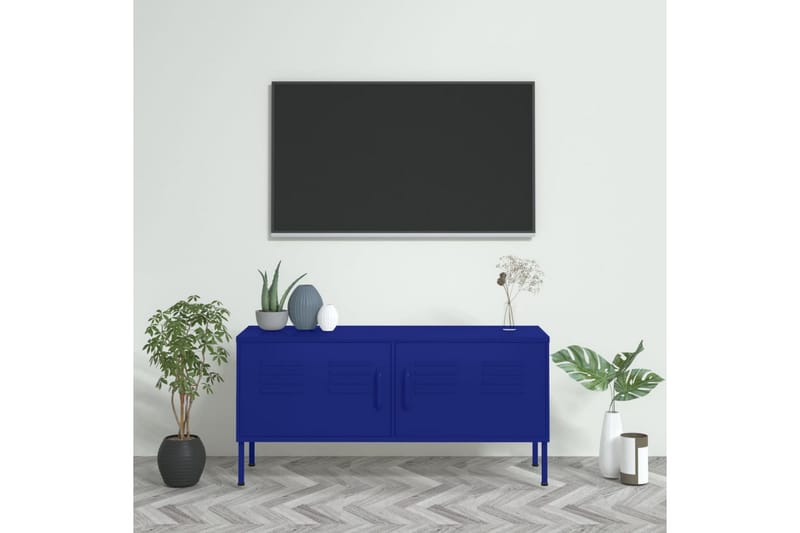 Tv-bänk marinblå 105x35x50 cm stål - Blå - Möbler - Tv möbel & mediamöbel - TV bänk & mediabänk