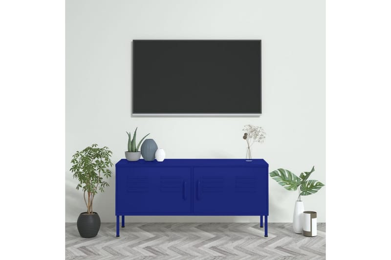 Tv-bänk marinblå 105x35x50 cm stål - Blå - TV bänk & mediabänk