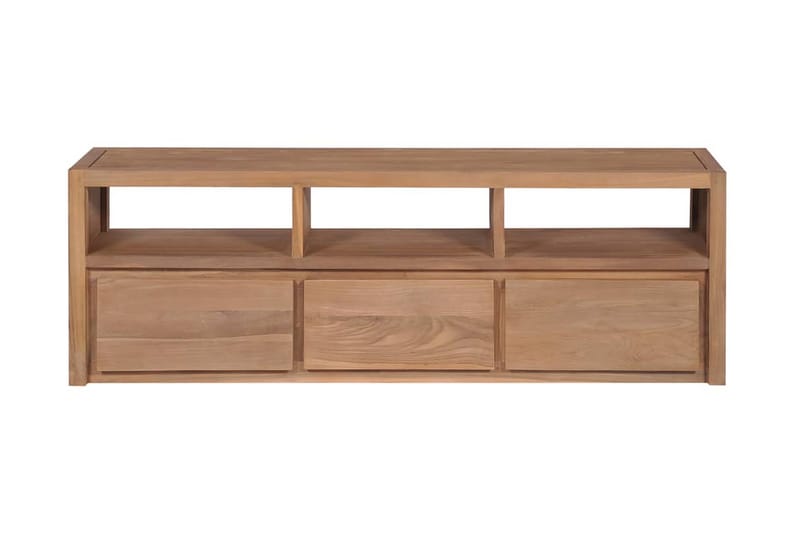 TV-bänk massiv teak med naturlig finish 120x30x40 cm - Brun - TV b�änk & mediabänk