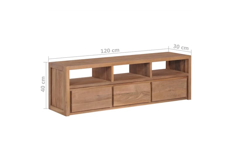 TV-bänk massiv teak med naturlig finish 120x30x40 cm - Brun - TV bänk & mediabänk