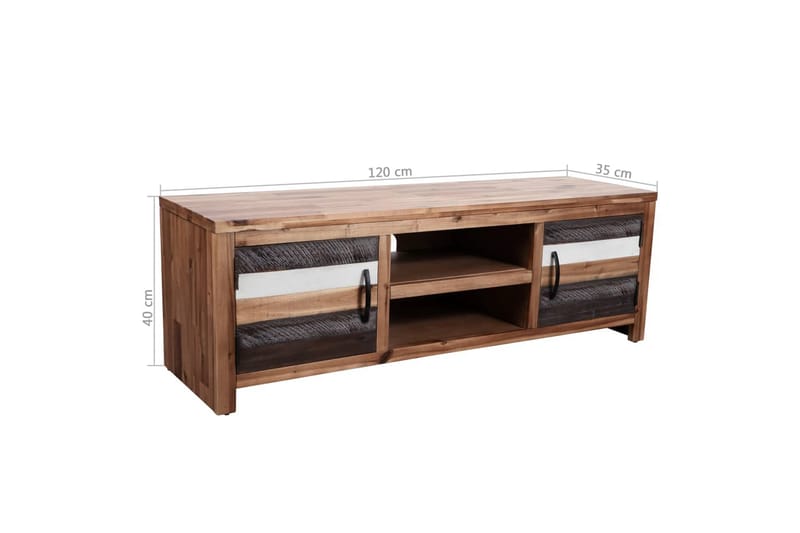 TV-bänk massivt akaciaträ 120x35x40 cm - Brun - Möbler - Tv möbel & mediamöbel - TV bänk & mediabänk