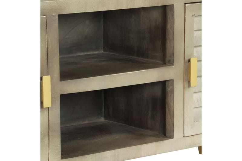 TV-bänk massivt mangoträ grå med mässing 110x30x48 cm - Grå - Möbler - Tv möbel & mediamöbel - TV bänk & mediabänk