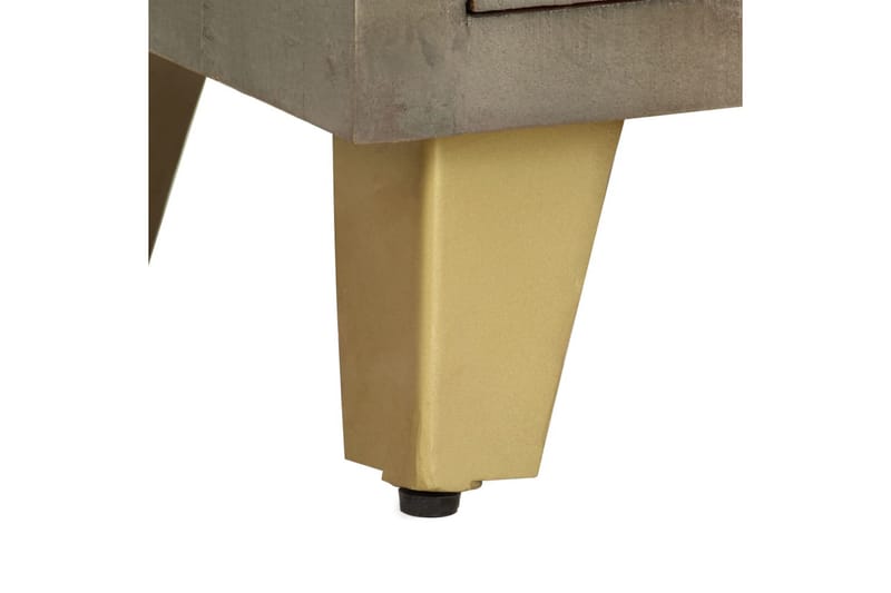 TV-bänk massivt mangoträ grå med mässing 110x30x48 cm - Grå - Möbler - Tv möbel & mediamöbel - TV bänk & mediabänk