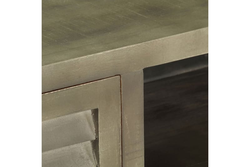 TV-bänk massivt mangoträ grå med mässing 110x30x48 cm - Grå - Möbler - Tv möbel & mediamöbel - TV bänk & mediabänk