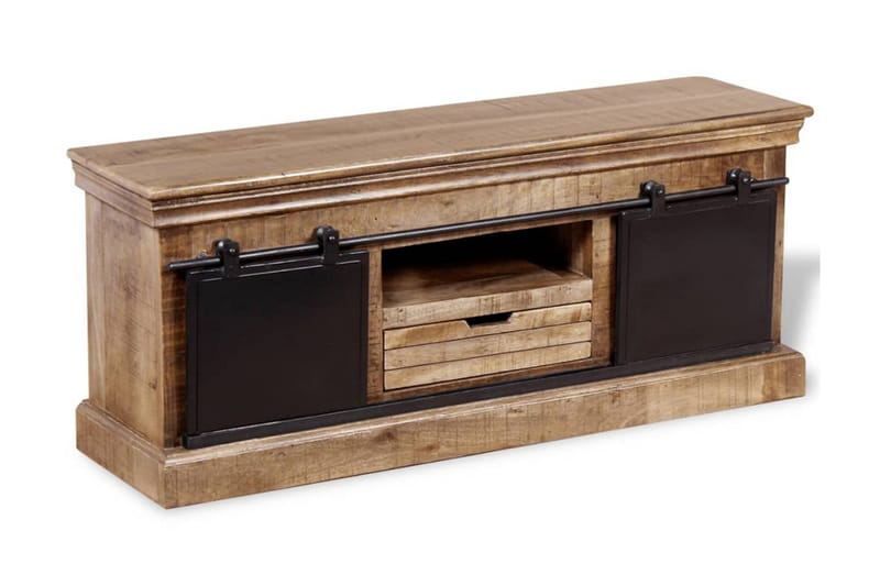 TV-bänk med 2 skjutdörrar massivt mangoträ 110x30x45 cm - Flerfärgad - Möbler - Tv möbel & mediamöbel - TV bänk & mediabänk