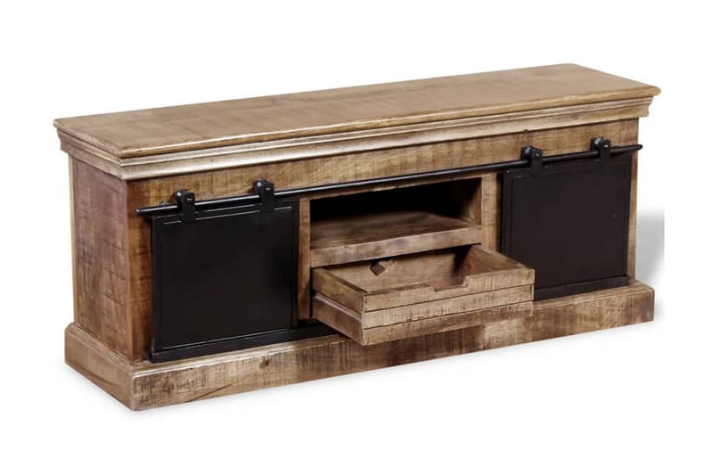 TV-bänk med 2 skjutdörrar massivt mangoträ 110x30x45 cm - Flerfärgad - Möbler - Tv möbel & mediamöbel - TV bänk & mediabänk