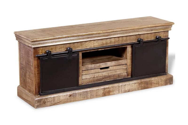 TV-bänk med 2 skjutdörrar massivt mangoträ 110x30x45 cm - Flerfärgad - Möbler - Tv möbel & mediamöbel - TV bänk & mediabänk