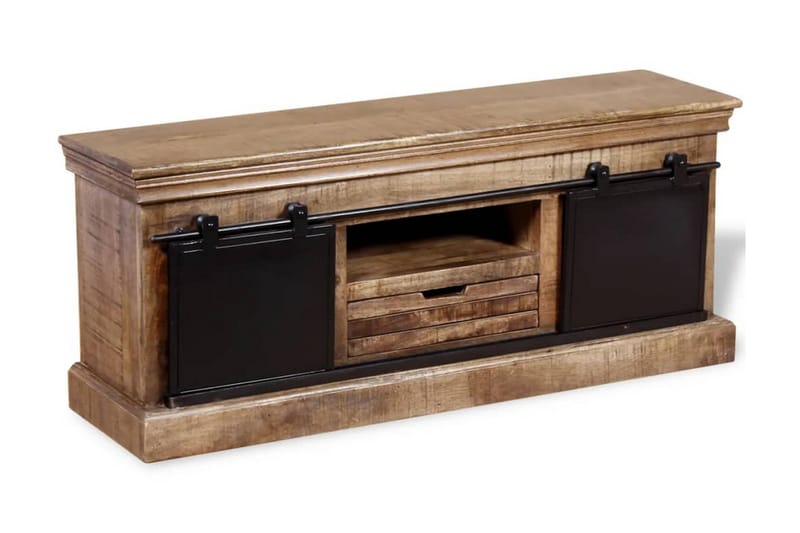 TV-bänk med 2 skjutdörrar massivt mangoträ 110x30x45 cm - Flerfärgad - Möbler - Tv möbel & mediamöbel - TV bänk & mediabänk