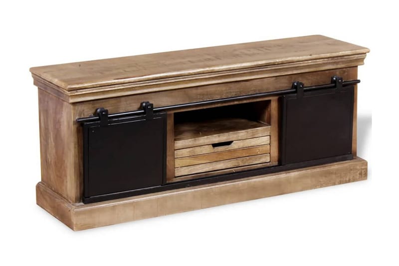 TV-bänk med 2 skjutdörrar massivt mangoträ 110x30x45 cm - Flerfärgad - Möbler - Tv möbel & mediamöbel - TV bänk & mediabänk