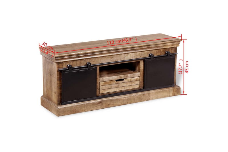 TV-bänk med 2 skjutdörrar massivt mangoträ 110x30x45 cm - Flerfärgad - Möbler - Tv möbel & mediamöbel - TV bänk & mediabänk