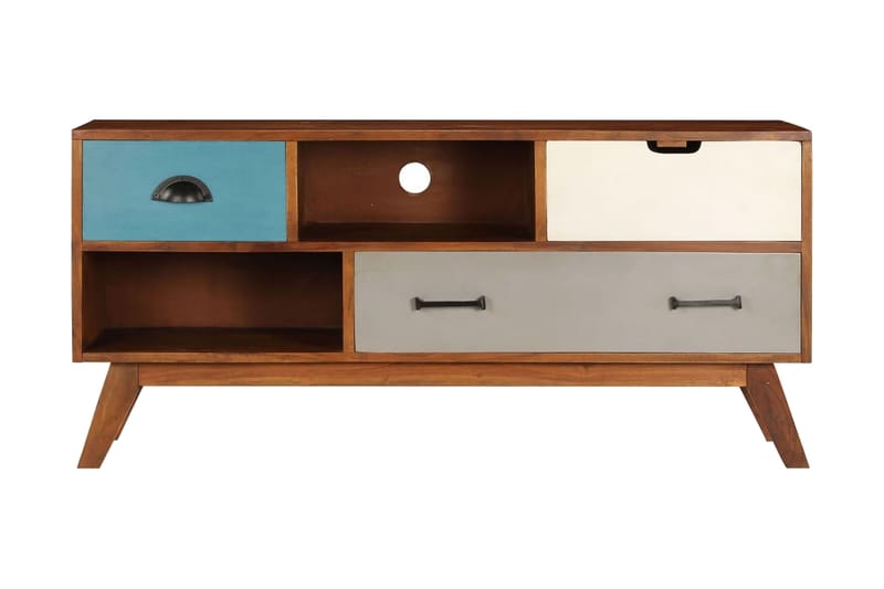 TV-bänk med 3 lådor 110x35x50 cm massivt återvunnet akaciatr - Flerfärgad - Möbler - Tv möbel & mediamöbel - TV bänk & mediabänk
