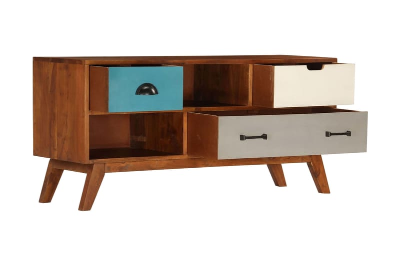 TV-bänk med 3 lådor 110x35x50 cm massivt återvunnet akaciatr - Flerfärgad - Möbler - Tv möbel & mediamöbel - TV bänk & mediabänk